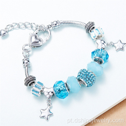 Bracelete de cristal de Bead DIY charme pulseira chave vidro para mulheres